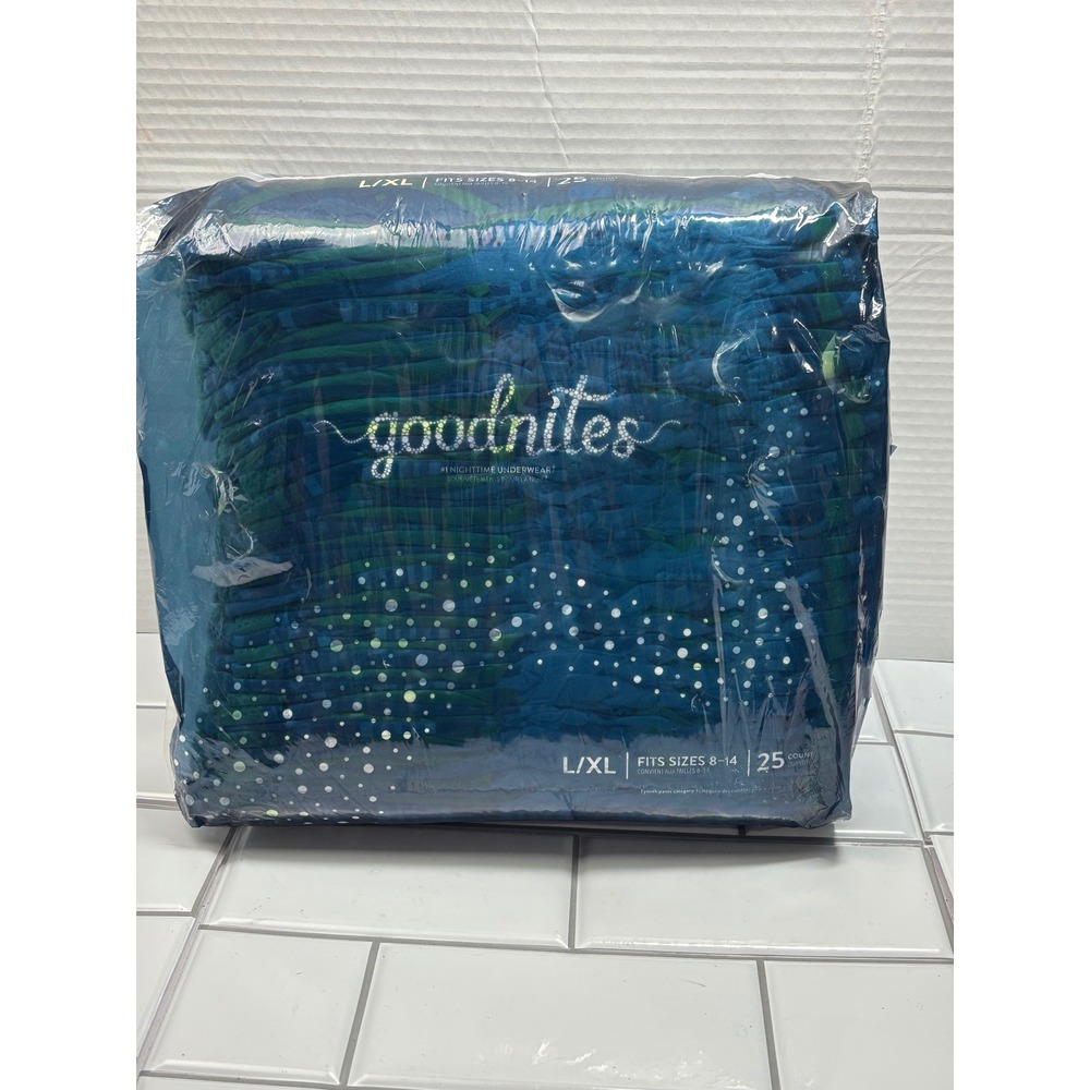 Goodnites Nighttime Underwear Boys L/XL Blue New 24 Count Bedwetting Pants